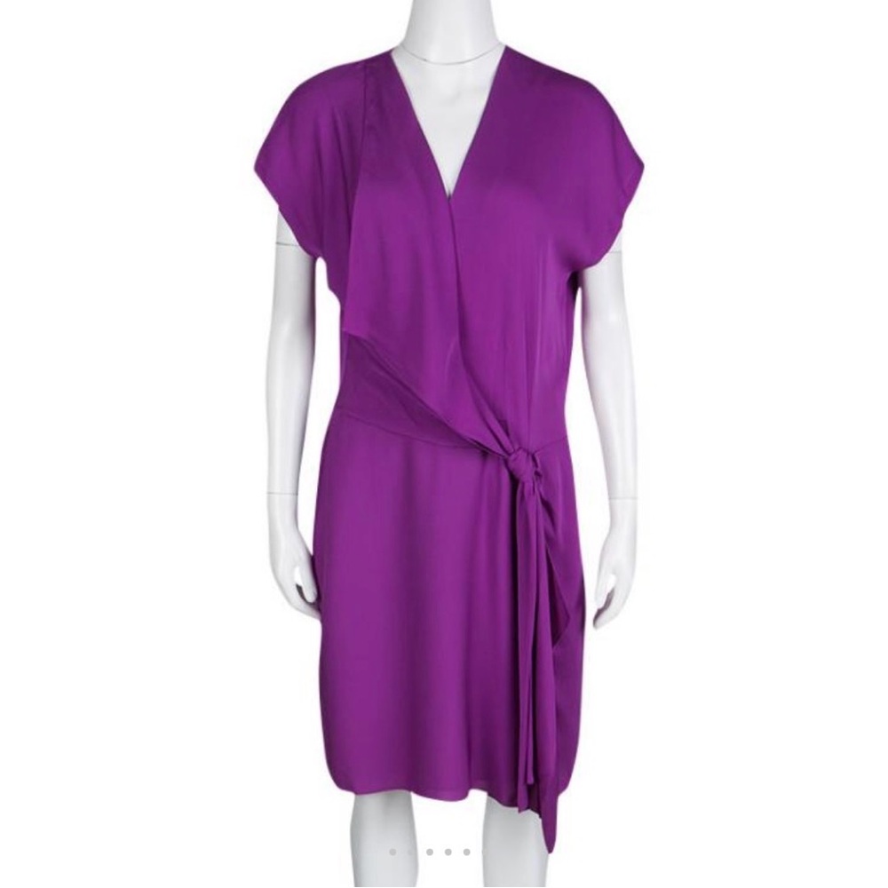 Diane Von Furstenberg Balisi Vivid Purple Wrap Midi Dress - Picture 12 of 13
